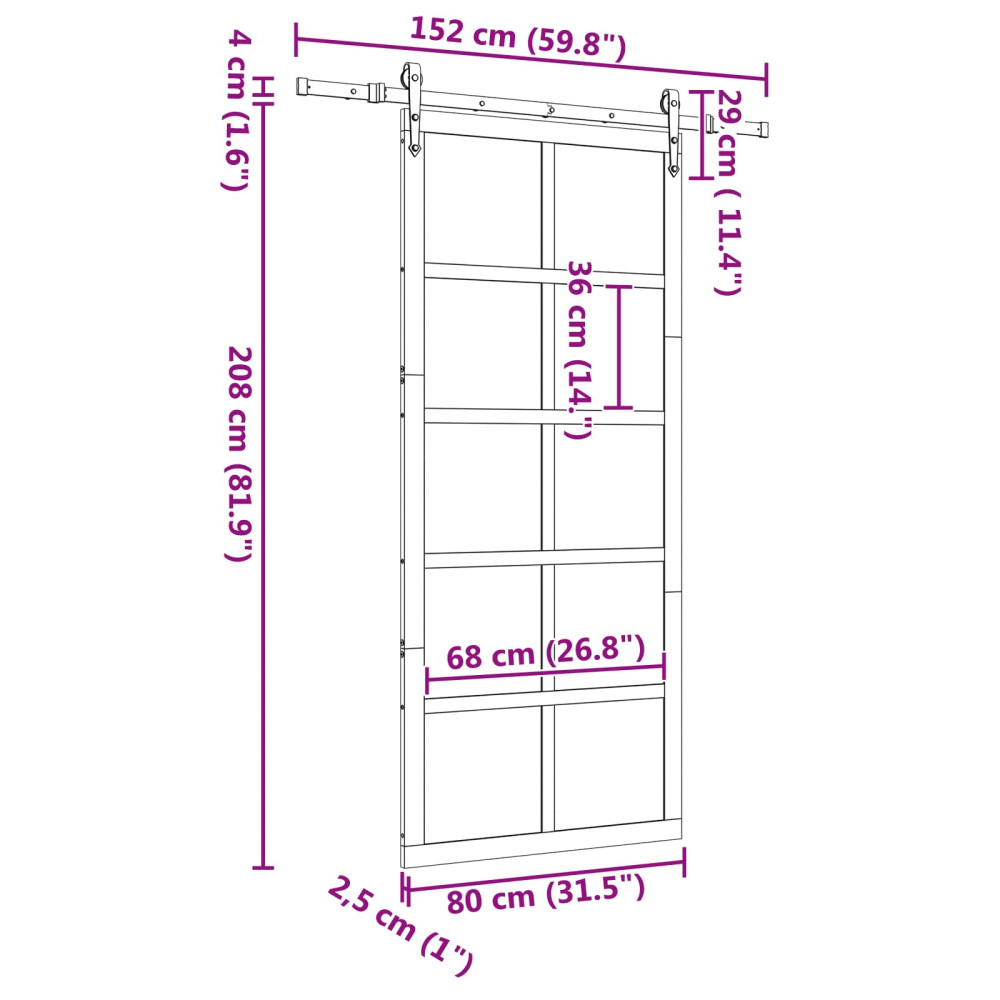 Produktbild för Skjutdörr Naturlig 80 x 208 cm Massiv furu