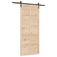 Produktbild för Skjutdörr Naturlig 80 x 208 cm Massiv furu