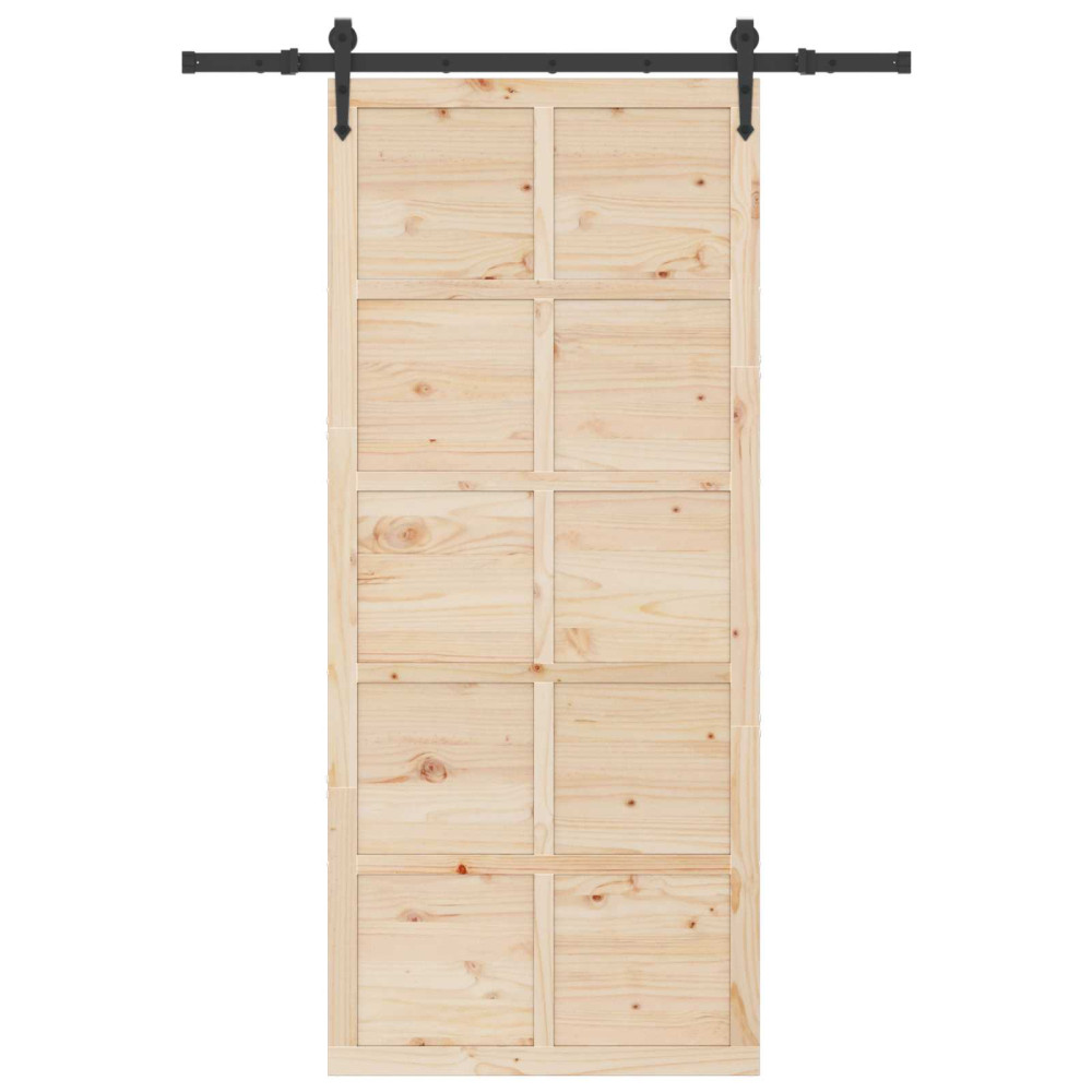 Produktbild för Skjutdörr Naturlig 80 x 208 cm Massiv furu