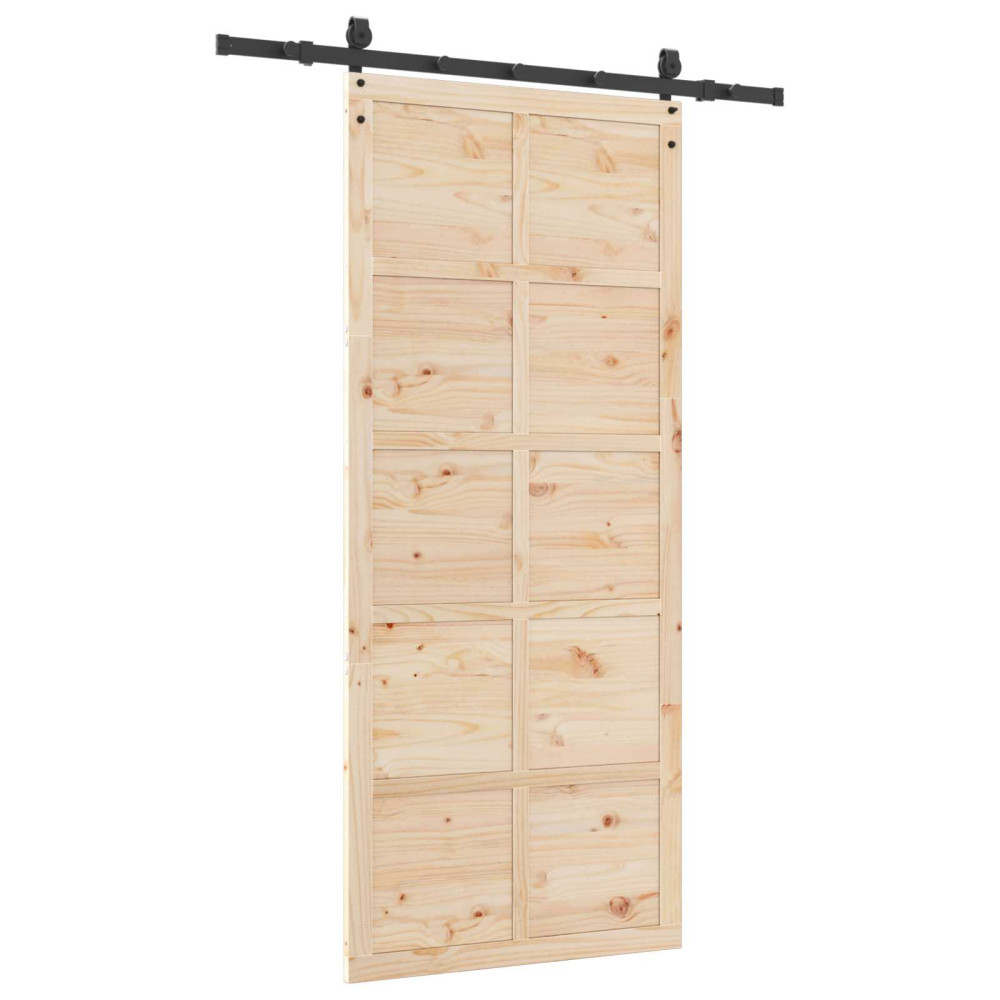 Produktbild för Skjutdörr Naturlig 80 x 208 cm Massiv furu