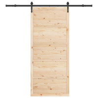 Produktbild för Skjutdörr Naturlig 100 x 208 cm Massiv furu