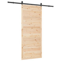 Produktbild för Skjutdörr Naturlig 100 x 208 cm Massiv furu