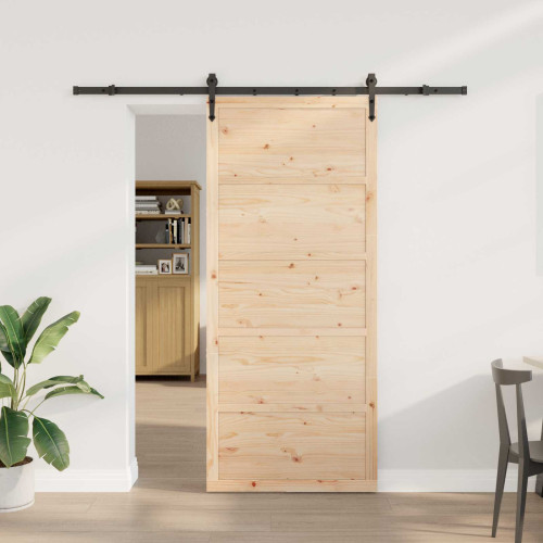 vidaXL Skjutdörr Naturlig 80 x 208 cm Massiv furu