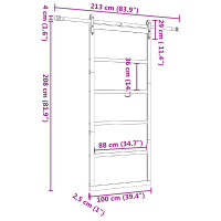 Produktbild för Skjutdörr Naturlig 100 x 208 cm Massiv furu