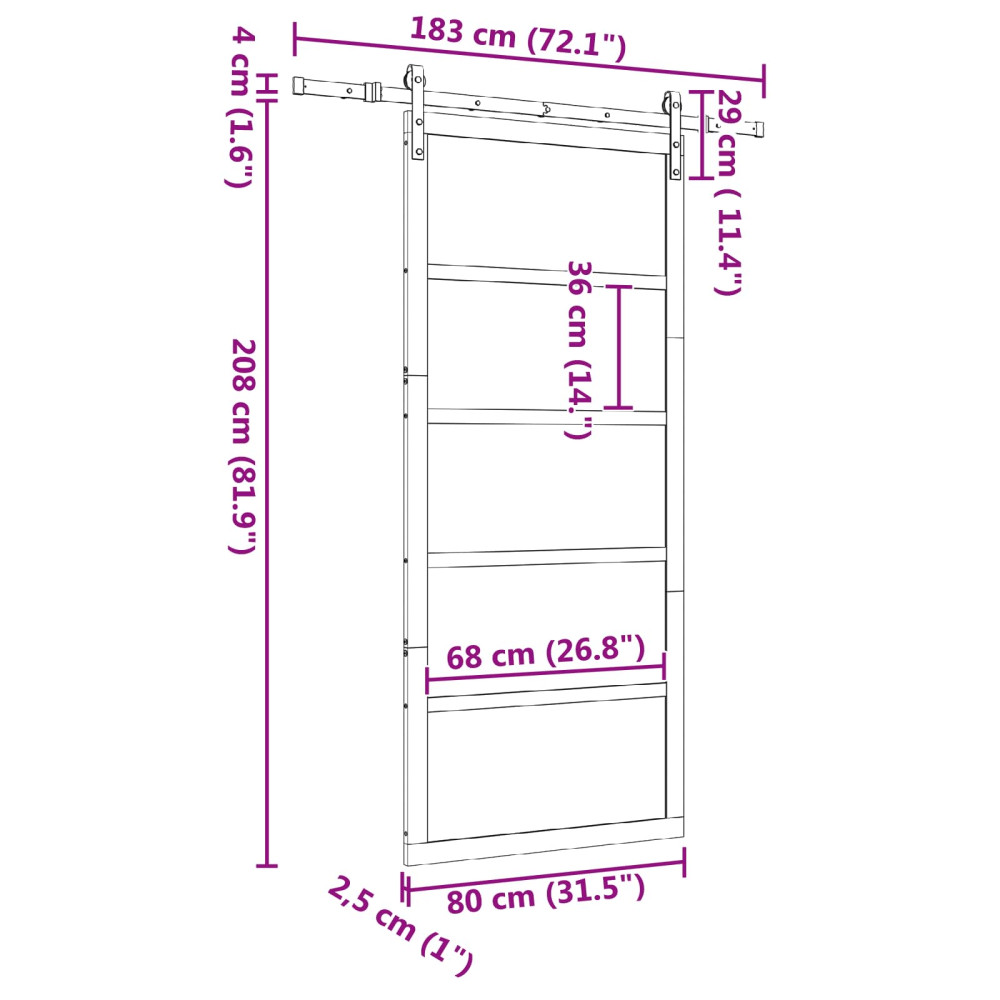 Produktbild för Skjutdörr Naturlig 80 x 208 cm Massiv furu