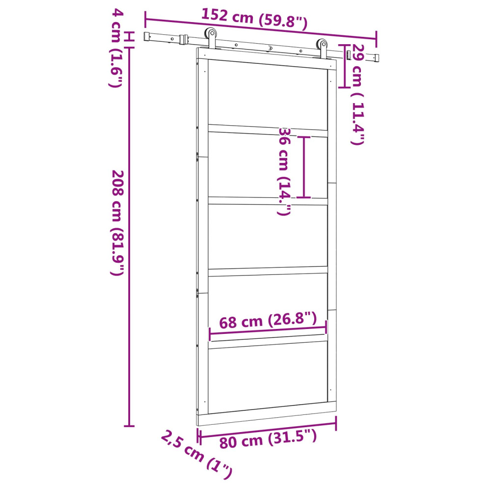 Produktbild för Skjutdörr Naturlig 80 x 208 cm Massiv furu