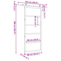Produktbild för Skjutdörr Naturlig 80 x 208 cm Massiv furu