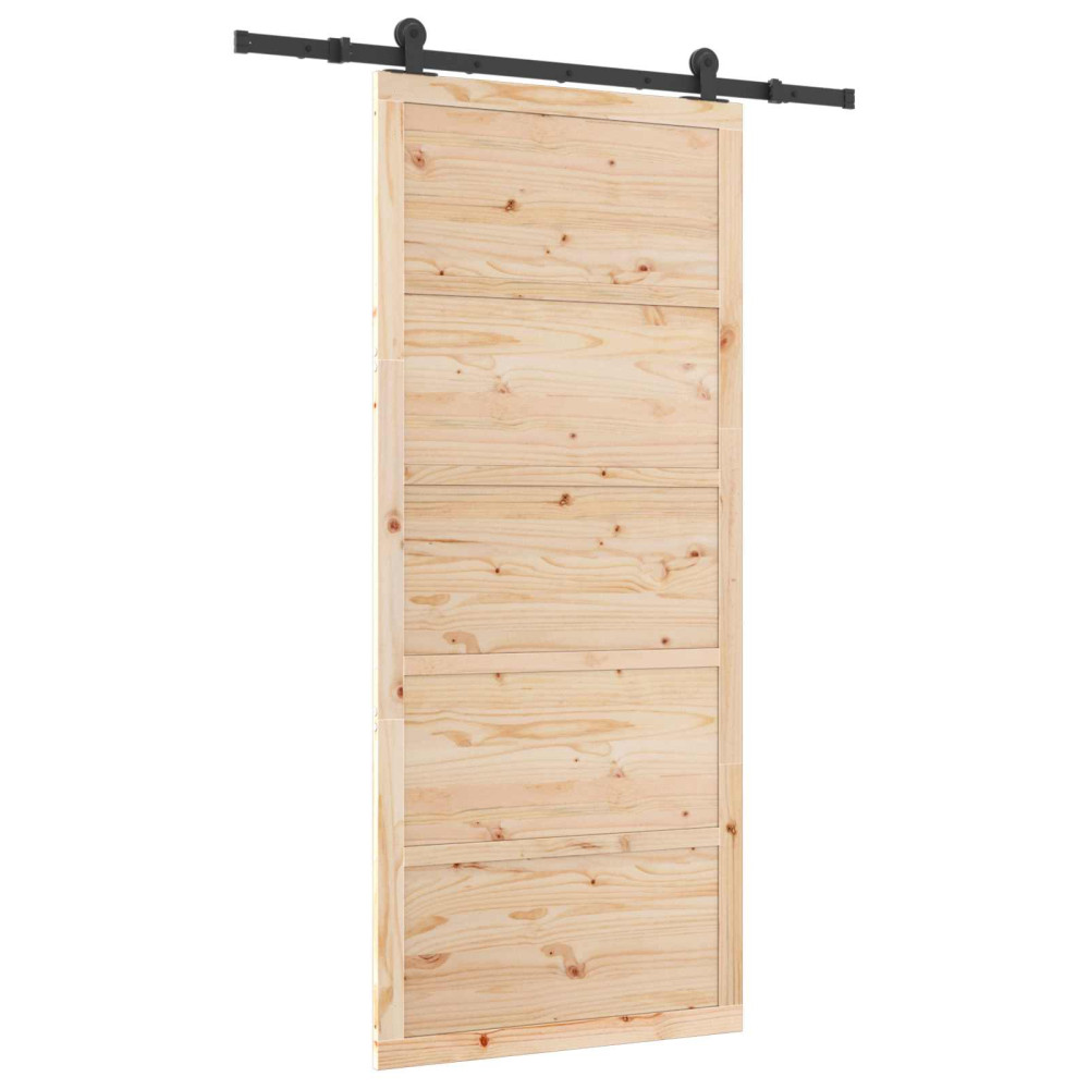 Produktbild för Skjutdörr Naturlig 80 x 208 cm Massiv furu