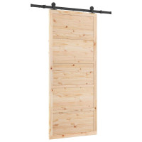 Produktbild för Skjutdörr Naturlig 80 x 208 cm Massiv furu
