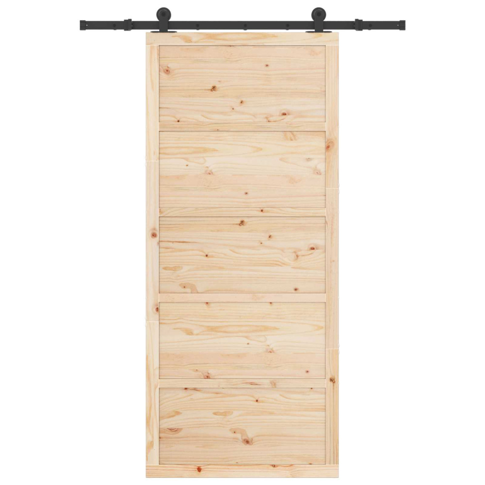 Produktbild för Skjutdörr Naturlig 80 x 208 cm Massiv furu