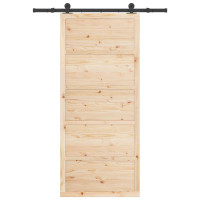 Produktbild för Skjutdörr Naturlig 80 x 208 cm Massiv furu