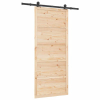 Produktbild för Skjutdörr Naturlig 80 x 208 cm Massiv furu