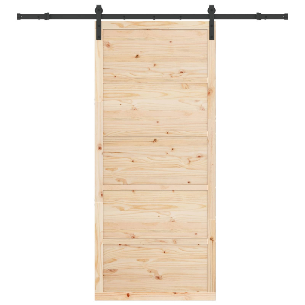 Produktbild för Skjutdörr Naturlig 90 x 208 cm Massiv furu