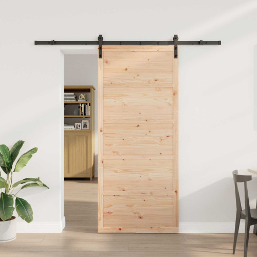 vidaXL Skjutdörr Naturlig 80 x 208 cm Massiv furu