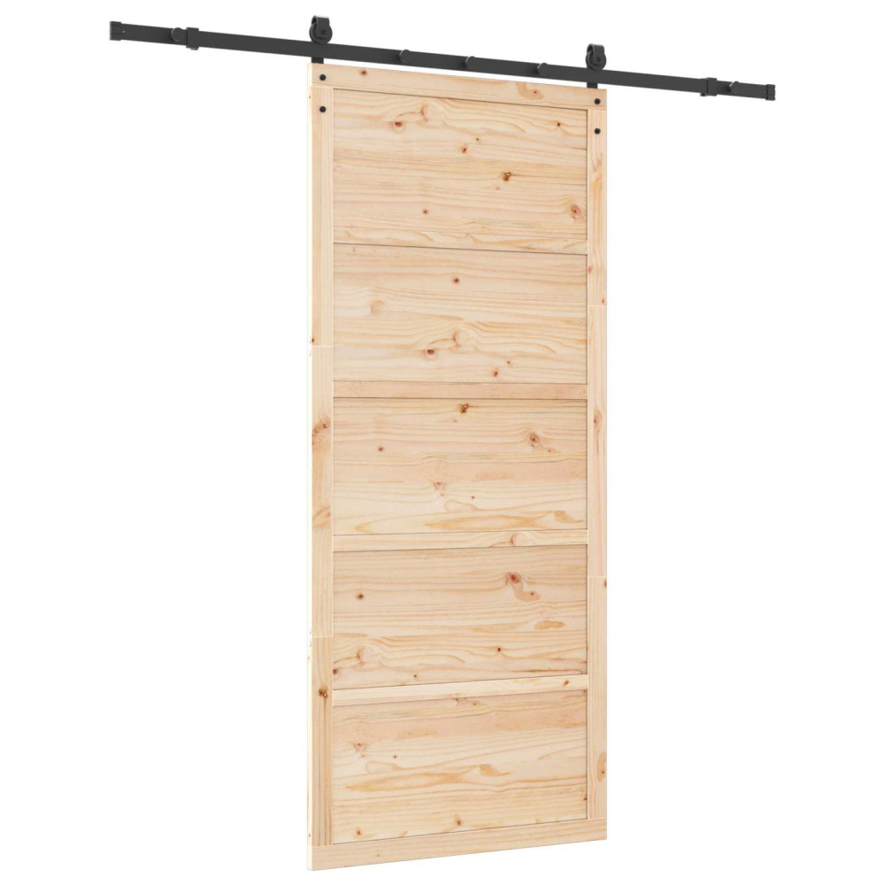 Produktbild för Skjutdörr Naturlig 80 x 208 cm Massiv furu
