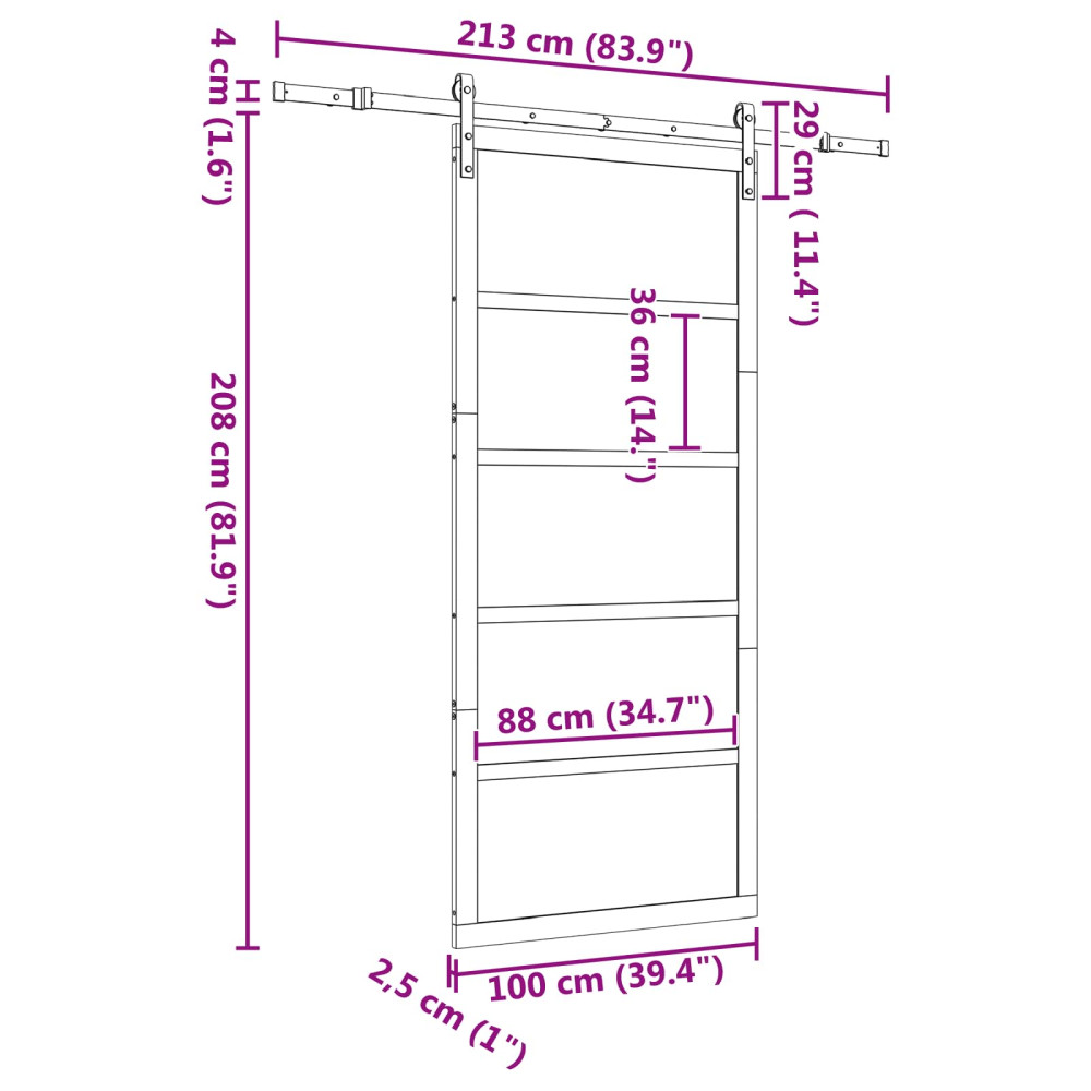 Produktbild för Skjutdörr Naturlig 100 x 208 cm Massiv furu