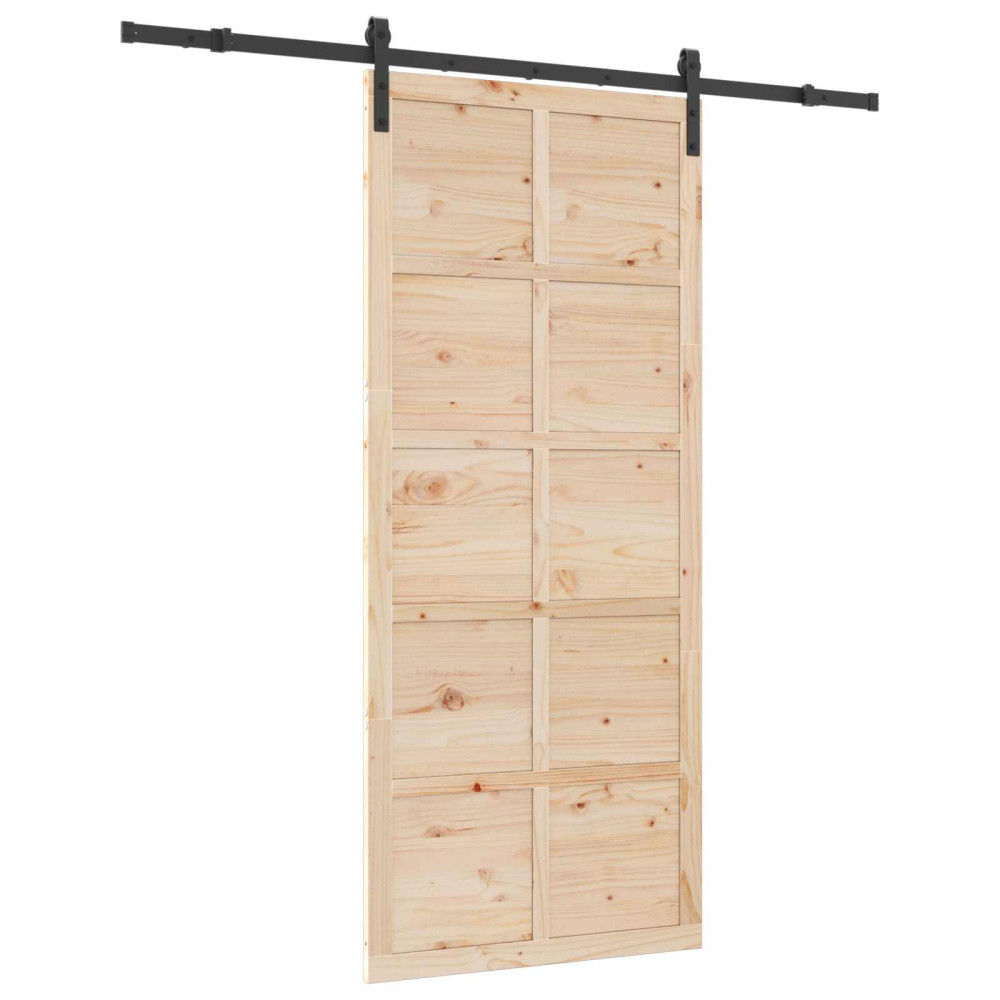 Produktbild för Skjutdörr Naturlig 100 x 208 cm Massiv furu