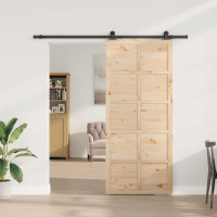 Produktbild för Skjutdörr Naturlig 100 x 208 cm Massiv furu
