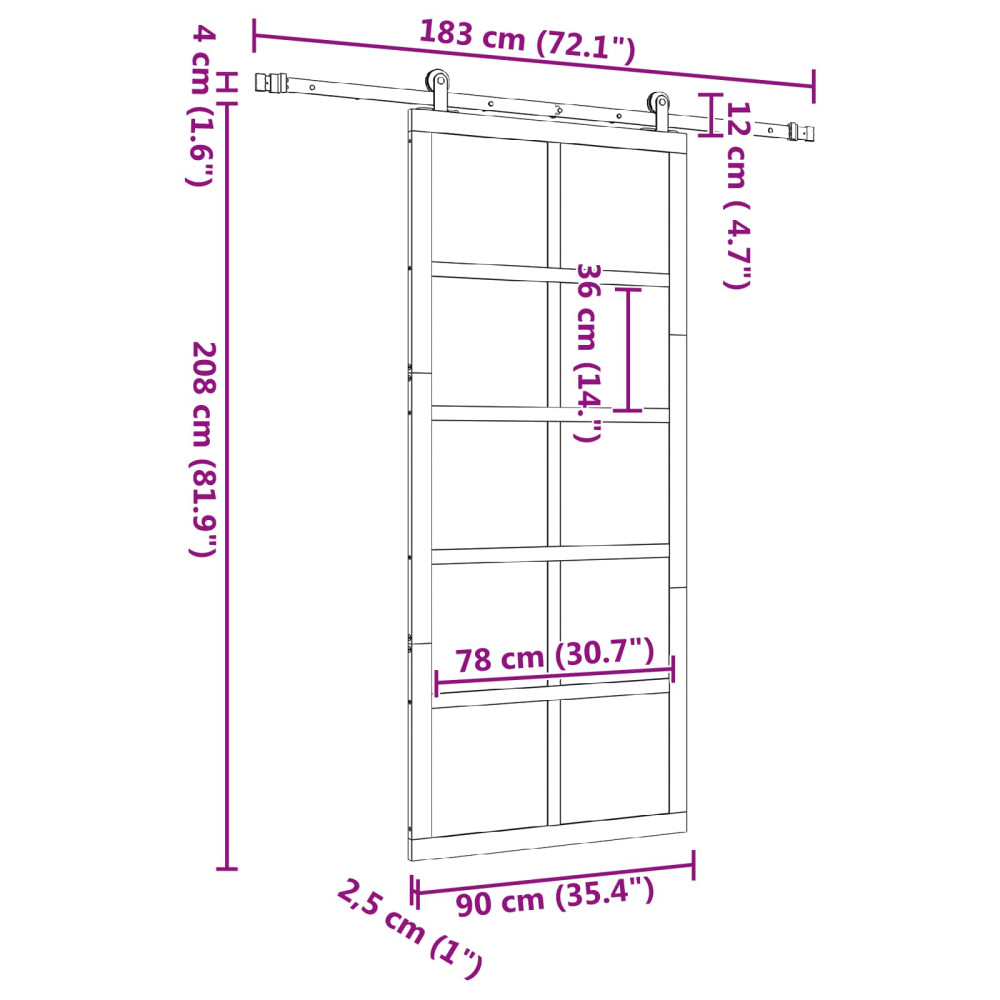 Produktbild för Skjutdörr Naturlig 90 x 208 cm Massiv furu
