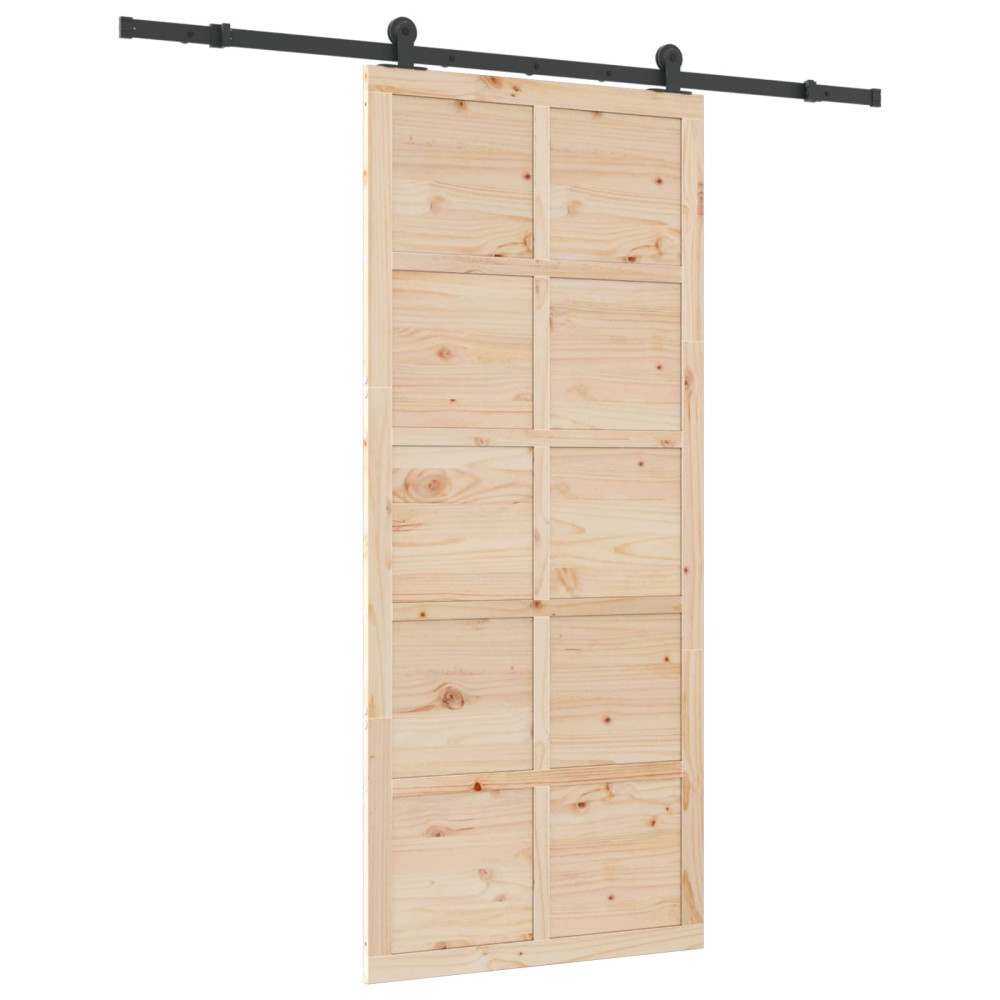 Produktbild för Skjutdörr Naturlig 80 x 208 cm Massiv furu