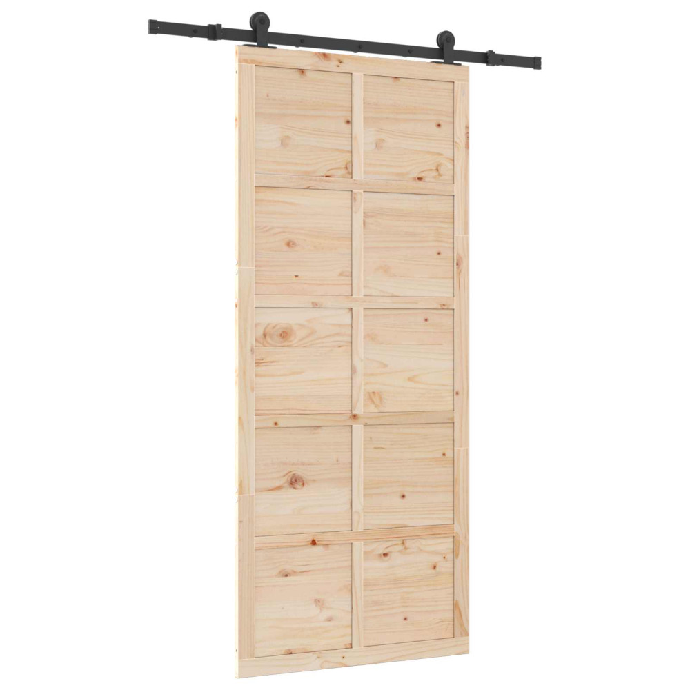 Produktbild för Skjutdörr Naturlig 80 x 208 cm Massiv furu