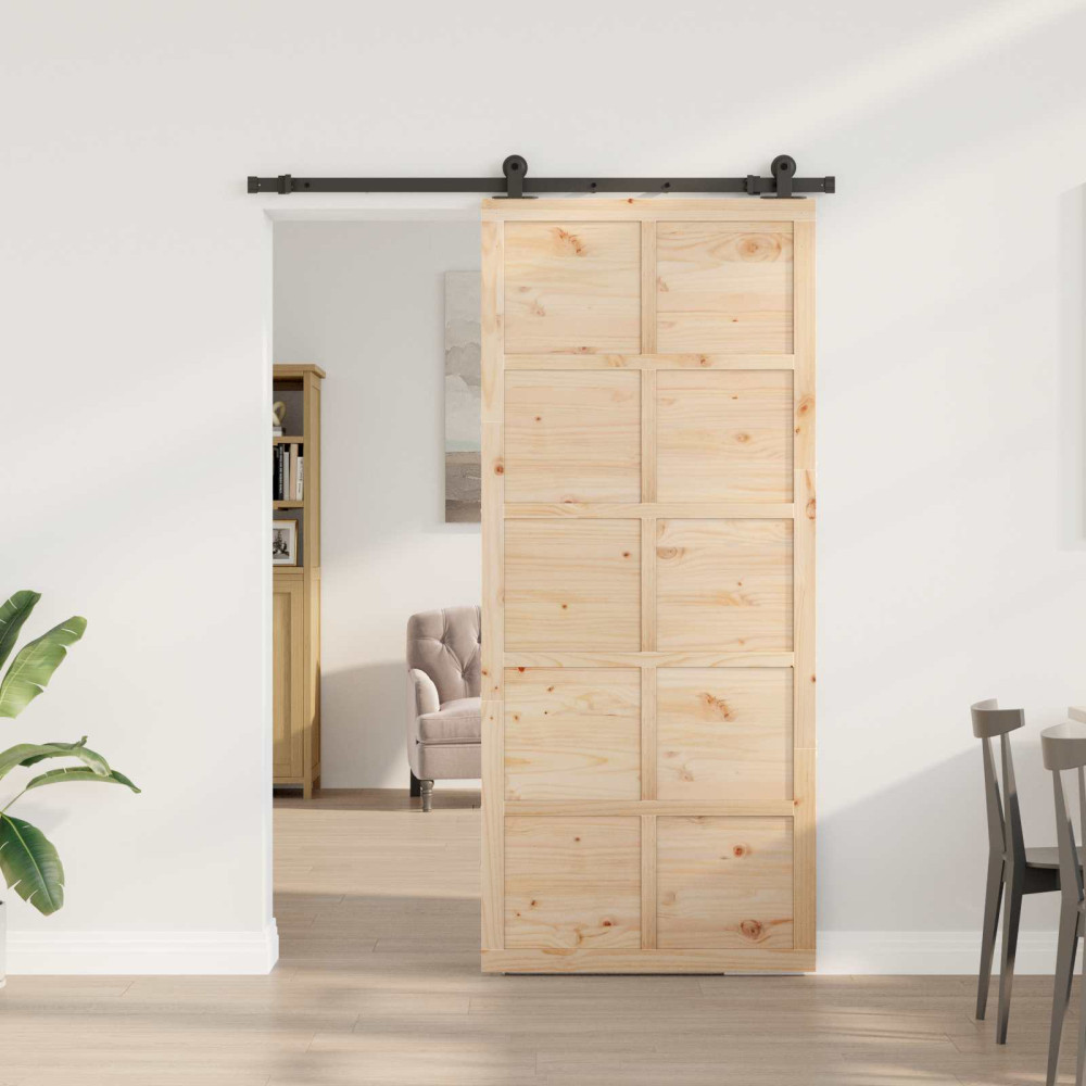 Produktbild för Skjutdörr Naturlig 80 x 208 cm Massiv furu