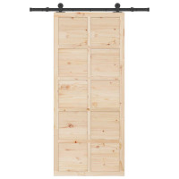 Produktbild för Skjutdörr Naturlig 80 x 208 cm Massiv furu
