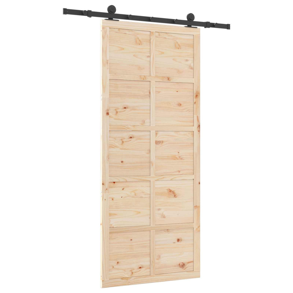 Produktbild för Skjutdörr Naturlig 80 x 208 cm Massiv furu