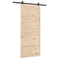 Produktbild för Skjutdörr Naturlig 80 x 208 cm Massiv furu