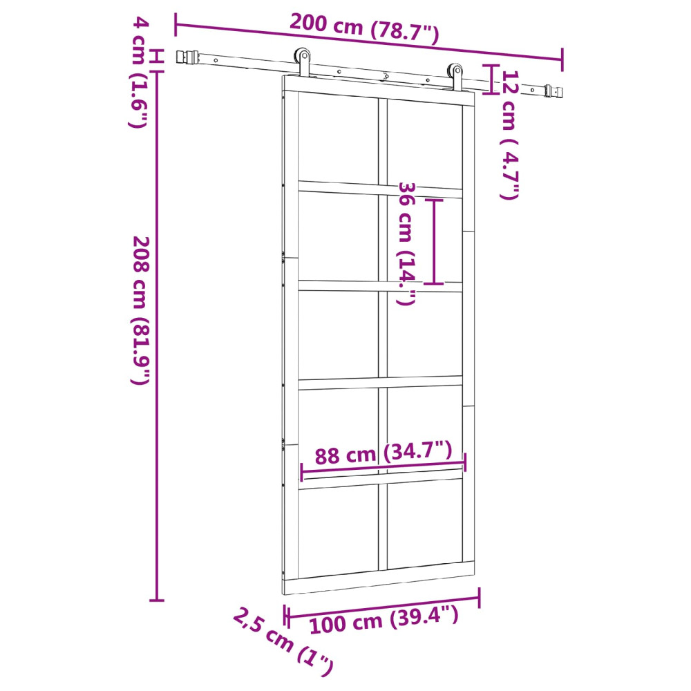 Produktbild för Skjutdörr Naturlig 100 x 208 cm Massiv furu