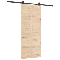 Produktbild för Skjutdörr Naturlig 100 x 208 cm Massiv furu