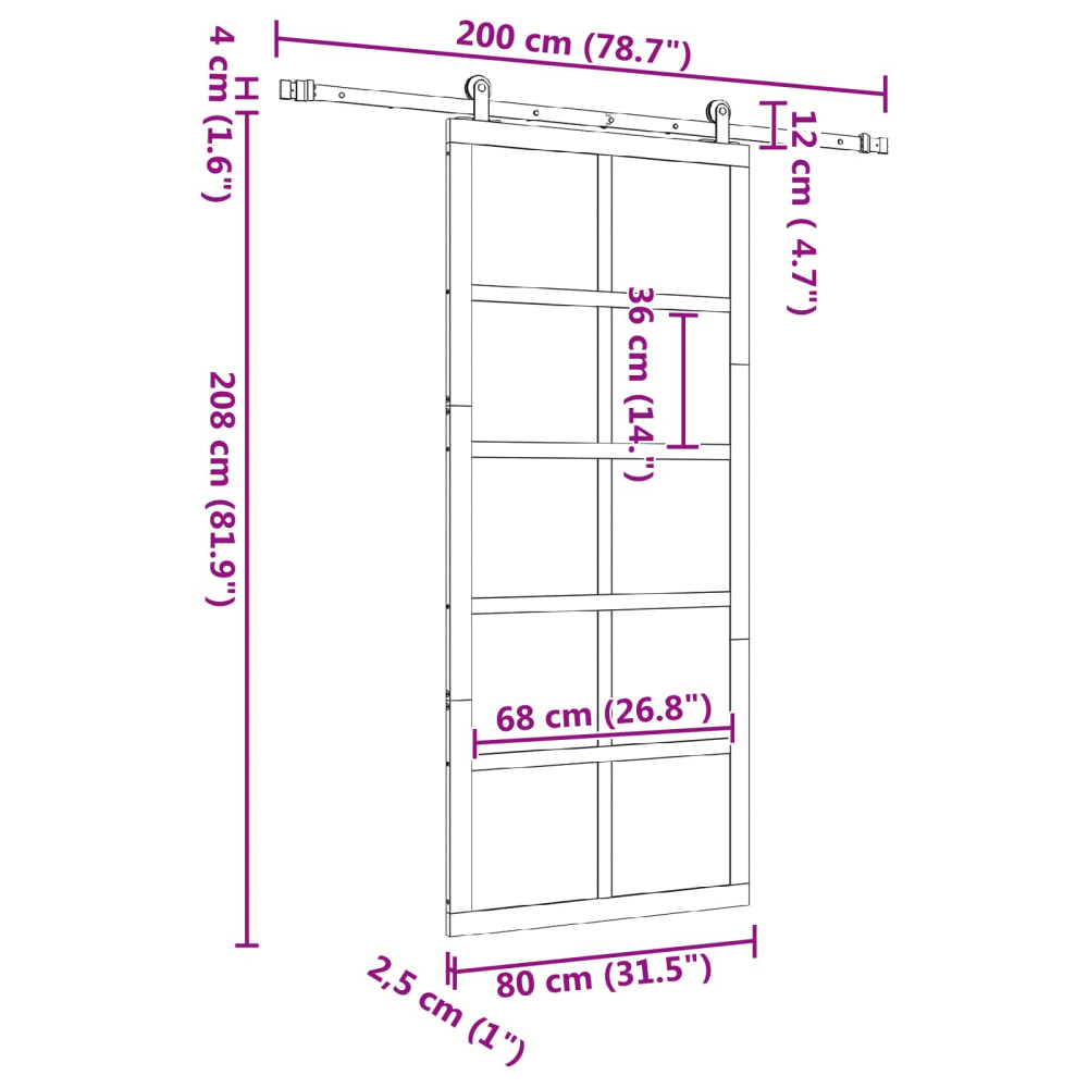 Produktbild för Skjutdörr Naturlig 80 x 208 cm Massiv furu