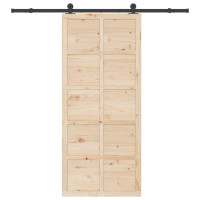 Produktbild för Skjutdörr Naturlig 100 x 208 cm Massiv furu