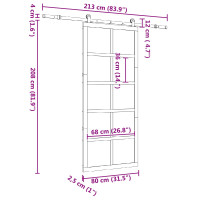 Produktbild för Skjutdörr Naturlig 80 x 208 cm Massiv furu
