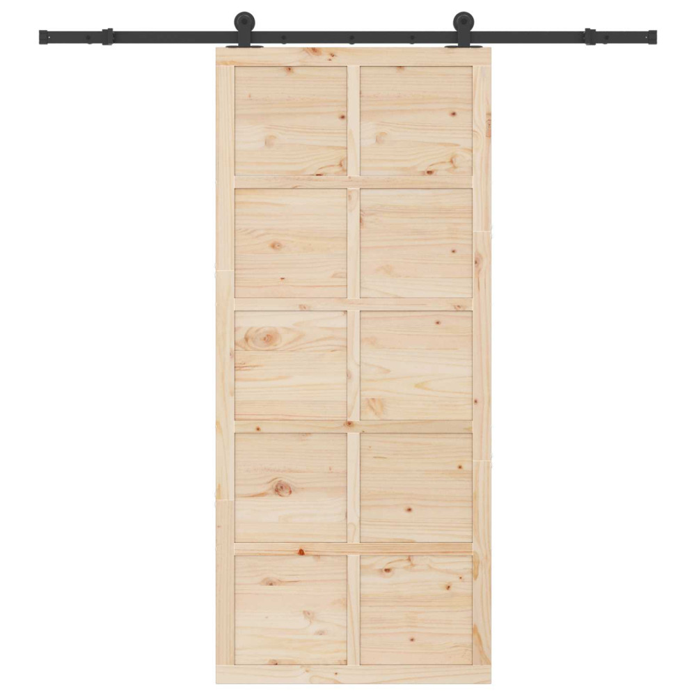 Produktbild för Skjutdörr Naturlig 80 x 208 cm Massiv furu