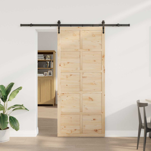 vidaXL Skjutdörr Naturlig 90 x 208 cm Massiv furu