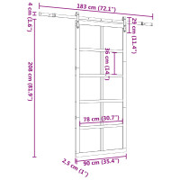Produktbild för Skjutdörr Naturlig 90 x 208 cm Massiv furu