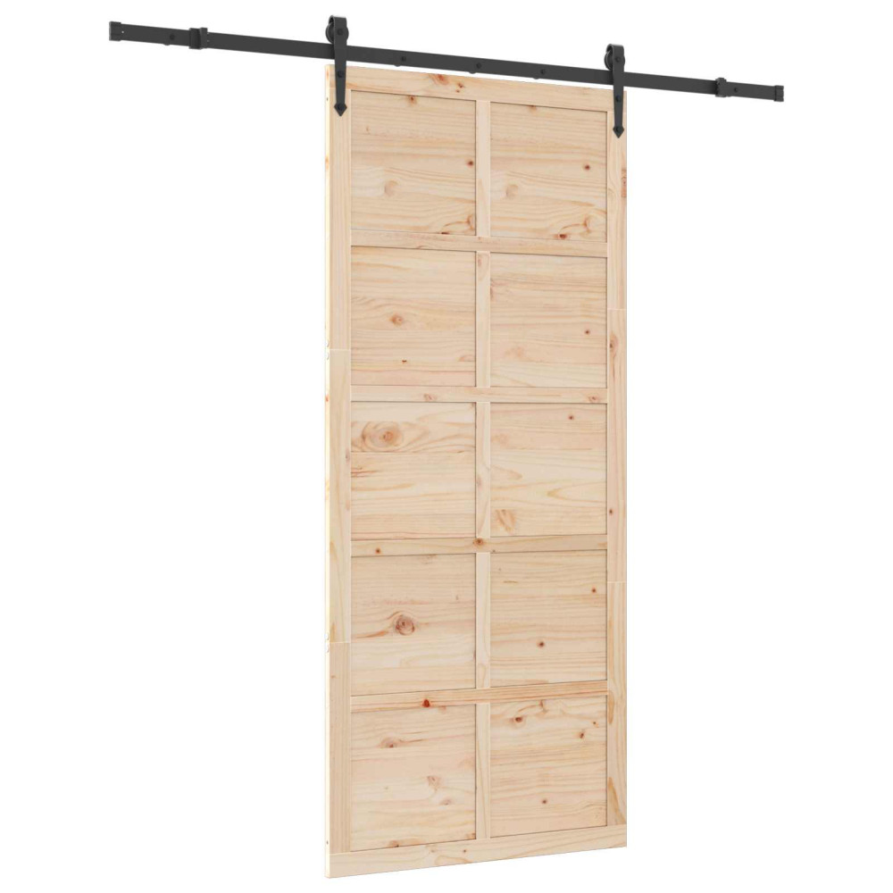 Produktbild för Skjutdörr Naturlig 90 x 208 cm Massiv furu