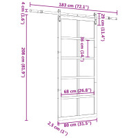 Produktbild för Skjutdörr Naturlig 80 x 208 cm Massiv furu