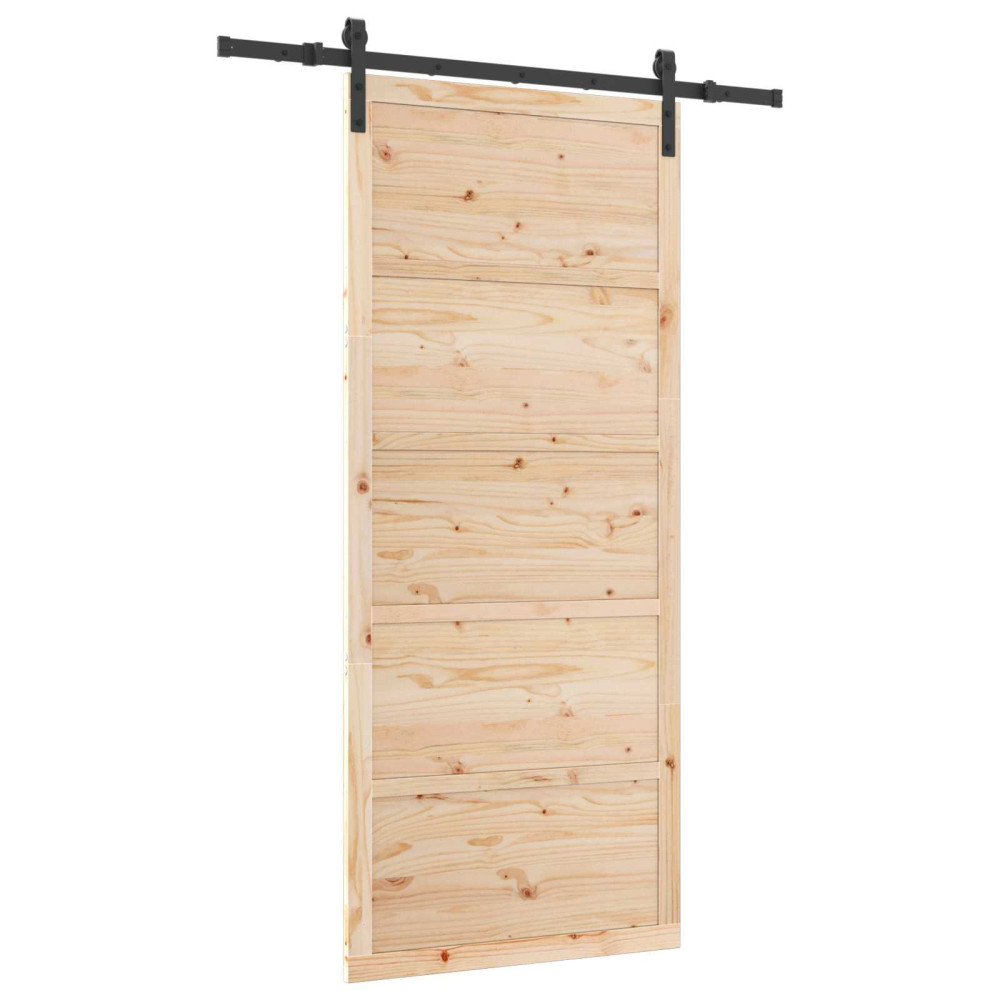Produktbild för Skjutdörr Naturlig 80 x 208 cm Massiv furu