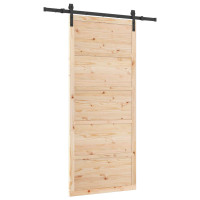 Produktbild för Skjutdörr Naturlig 80 x 208 cm Massiv furu