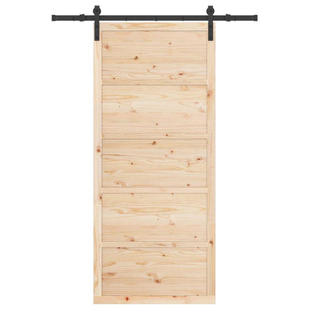 Produktbild för Skjutdörr Naturlig 80 x 208 cm Massiv furu