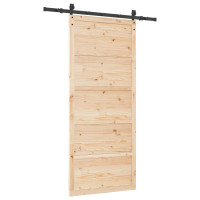 Produktbild för Skjutdörr Naturlig 80 x 208 cm Massiv furu
