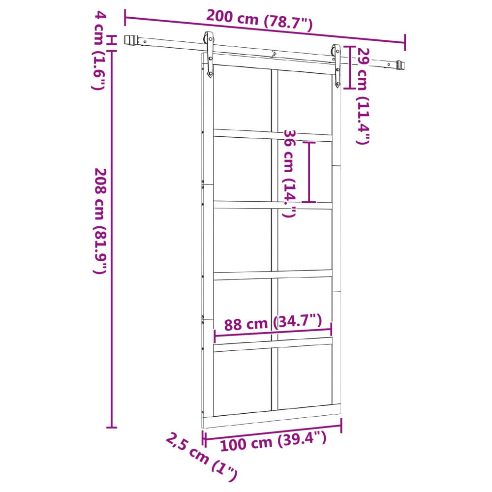 Produktbild för Skjutdörr Naturlig 100 x 208 cm Massiv furu