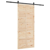 Produktbild för Skjutdörr Naturlig 100 x 208 cm Massiv furu