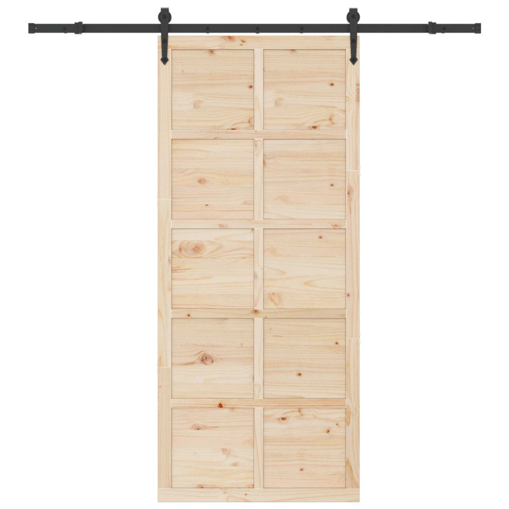 Produktbild för Skjutdörr Naturlig 80 x 208 cm Massiv furu