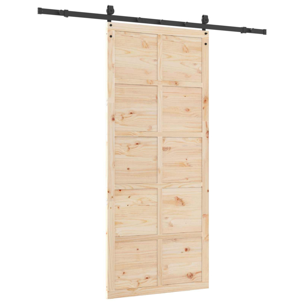 Produktbild för Skjutdörr Naturlig 80 x 208 cm Massiv furu
