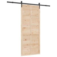 Produktbild för Skjutdörr Naturlig 100 x 208 cm Massiv furu