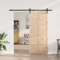 Produktbild för Skjutdörr Naturlig 100 x 208 cm Massiv furu