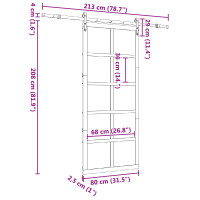 Produktbild för Skjutdörr Naturlig 80 x 208 cm Massiv furu